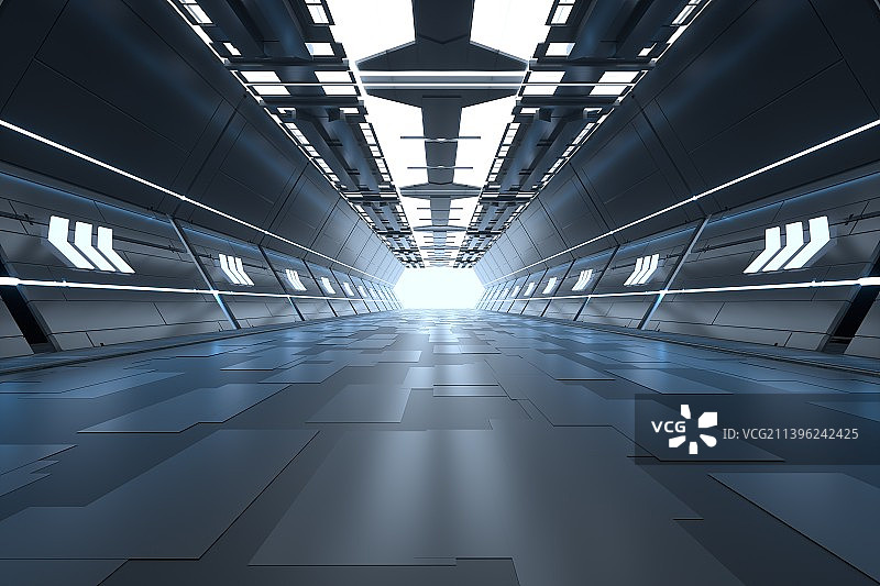 三维渲染科幻太空舱室内场景图片素材