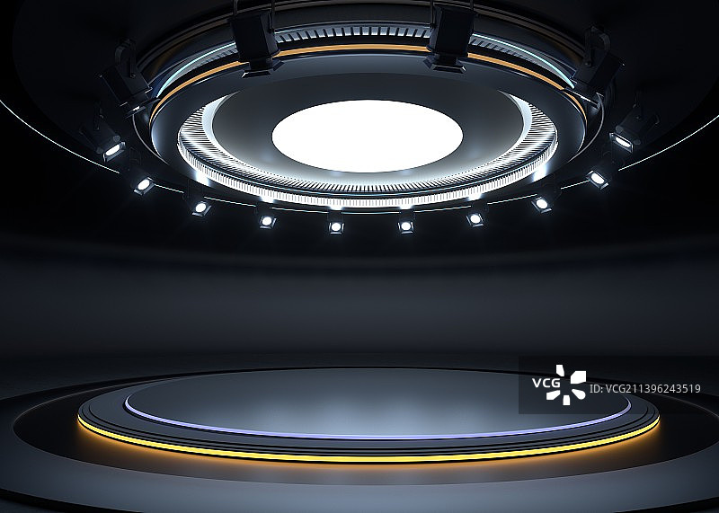 3D渲染室内科幻展示平台图片素材