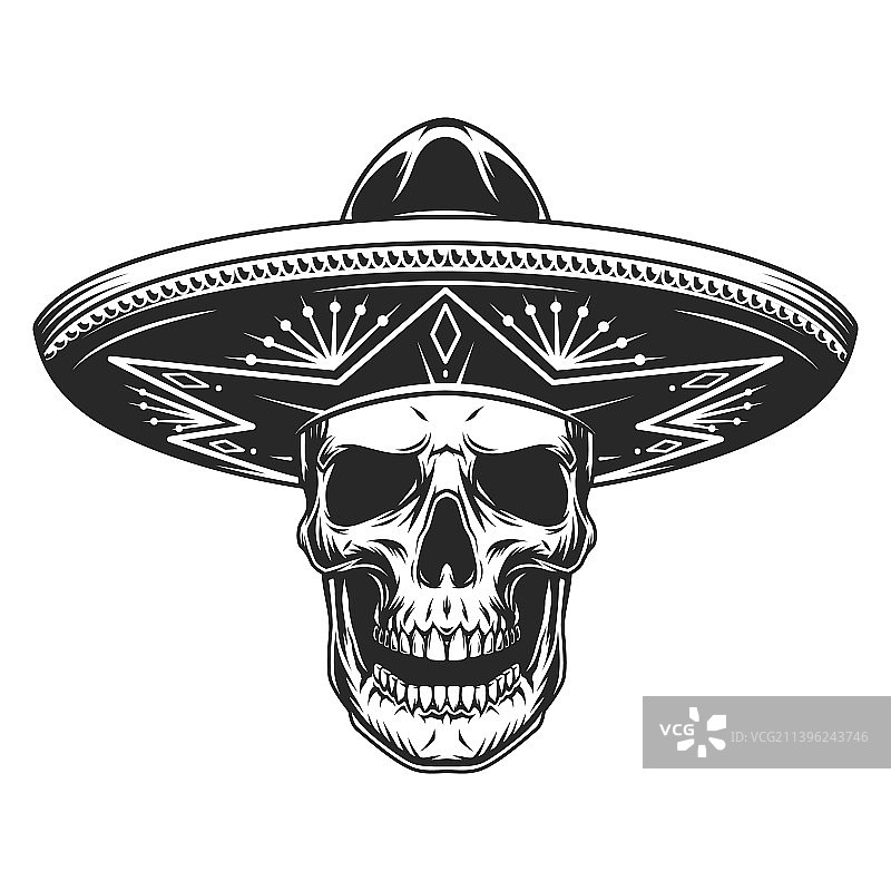 戴墨西哥草帽的骷髅图片素材