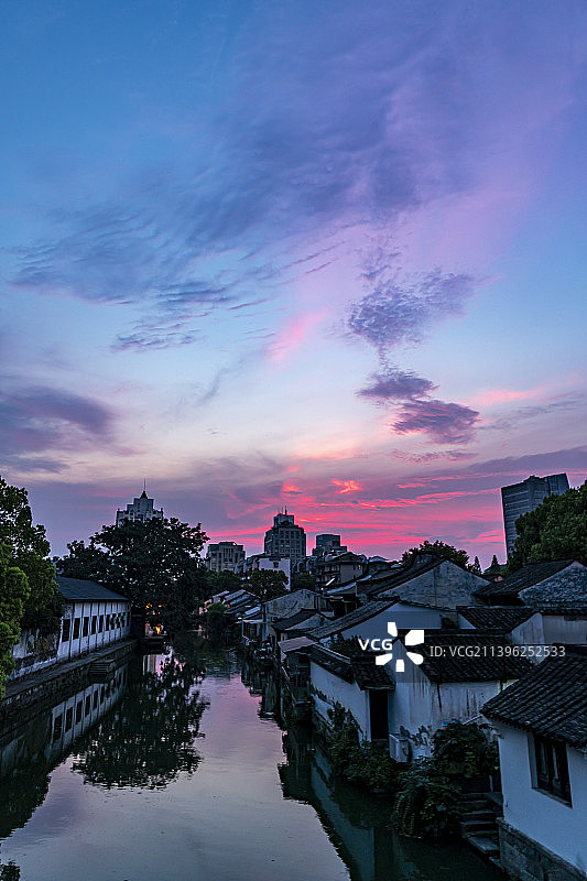 水乡晚霞映红天（绍兴）图片素材