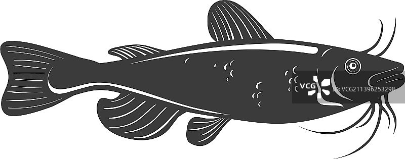 鲶鱼图标黑色鱼剪影海鲜标志图片素材