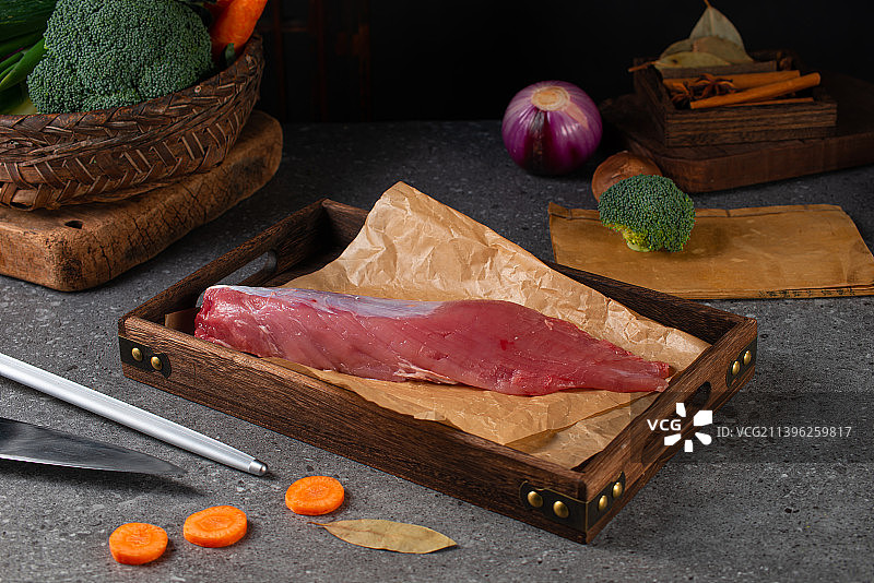 生鲜猪里脊部分分割图片素材