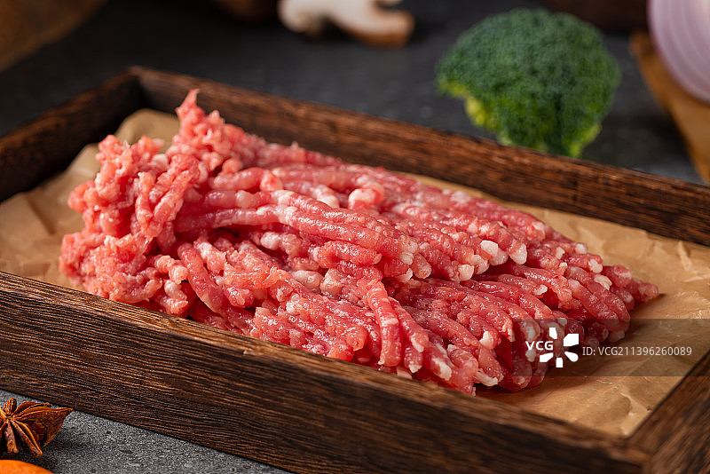 生鲜猪肉肉糜部分分割图片素材