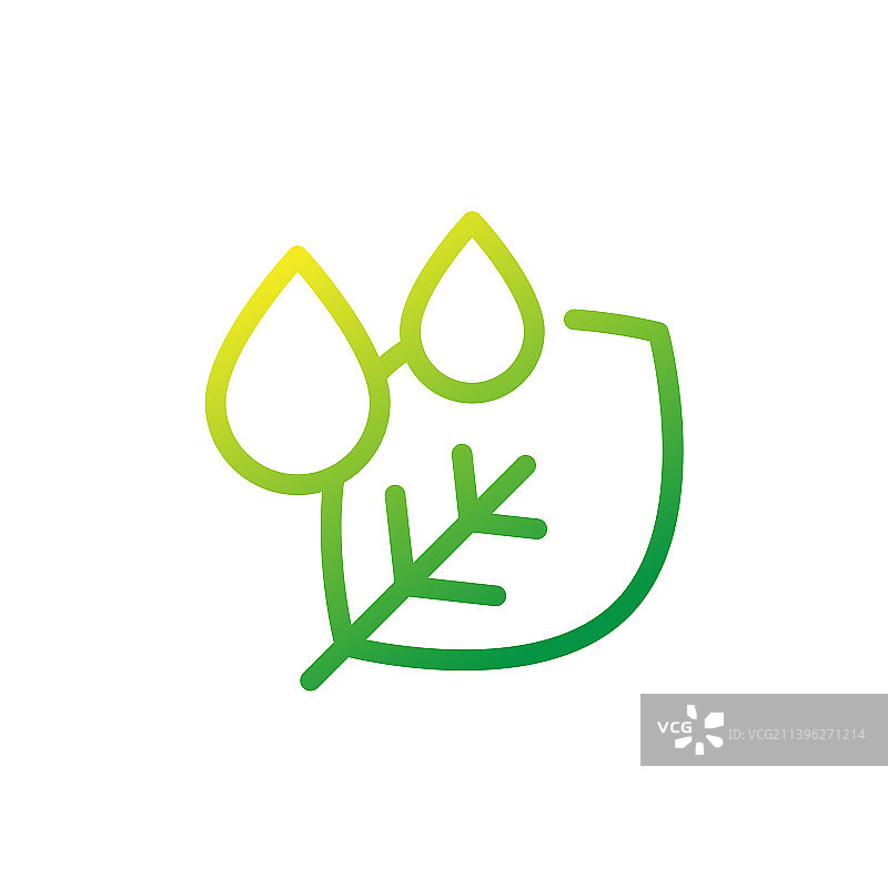 水滴与树叶线条图标图片素材
