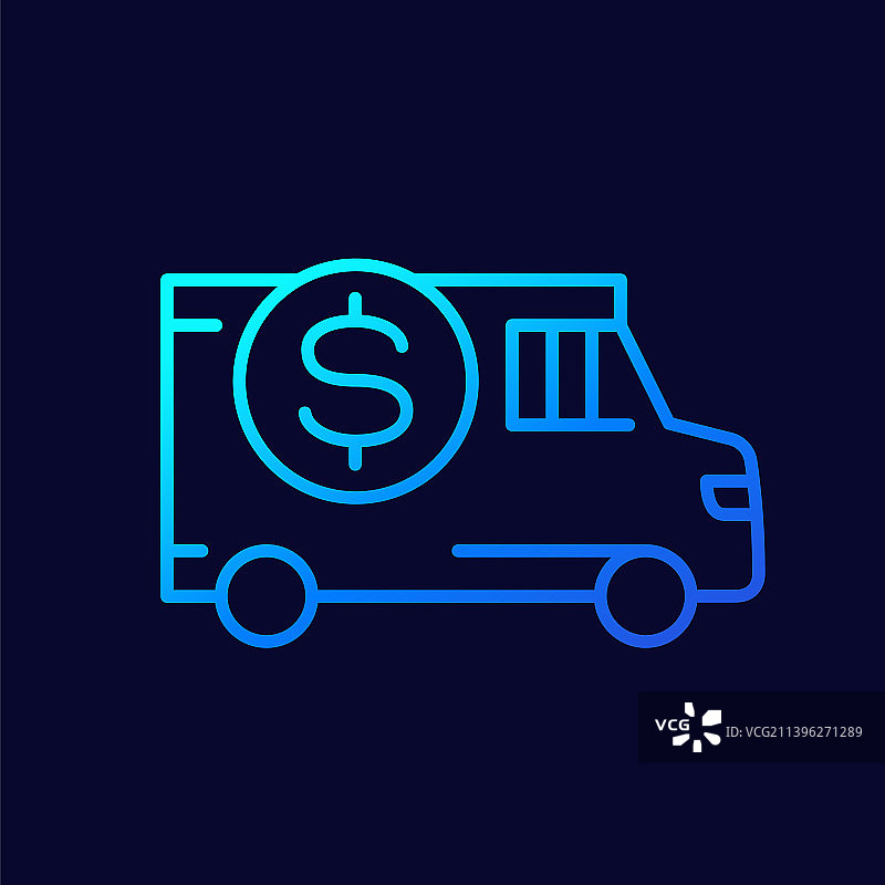 运钞车线条图标：现金运输图片素材
