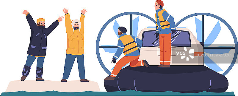 参与救援和救生的船上男子图片素材