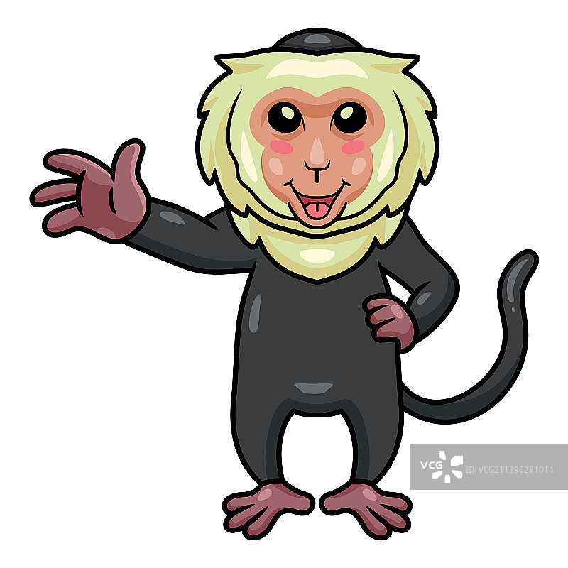 挥手告别的可爱卡通卷尾猴图片素材
