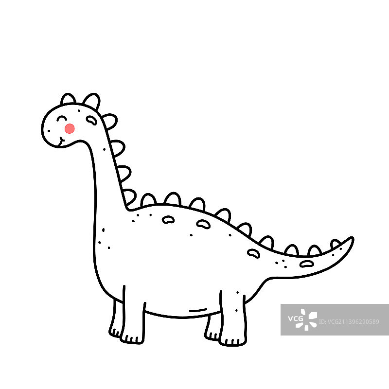 可爱的微笑恐龙，白色背景图片素材