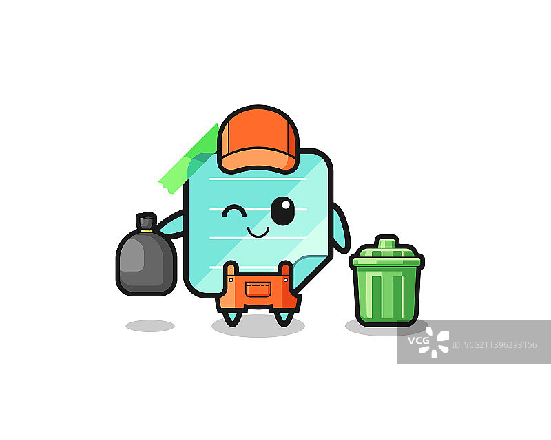 作为垃圾的蓝色可爱便签吉祥物图片素材