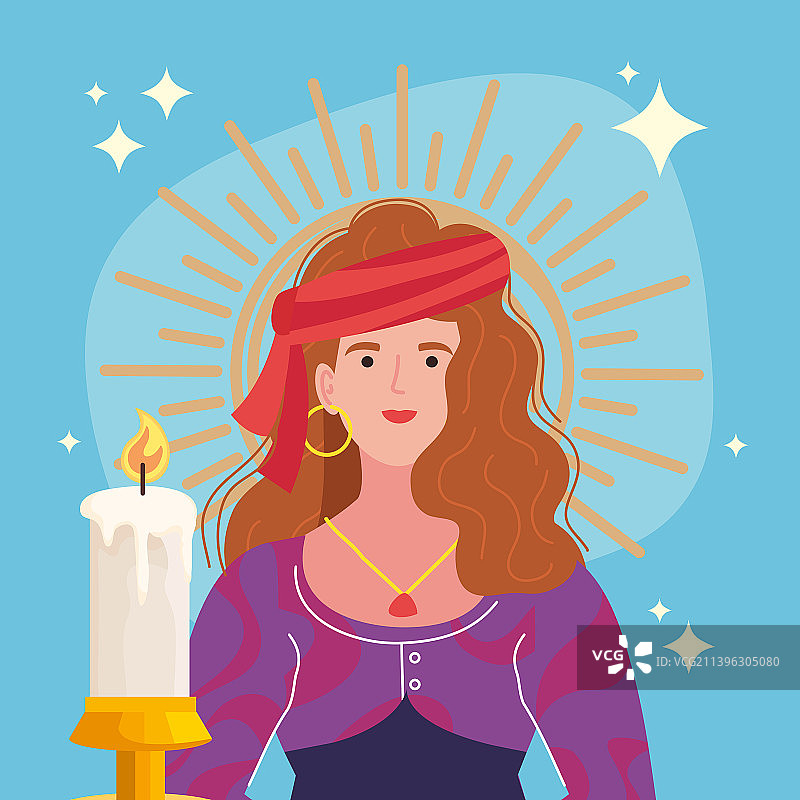 带蜡烛的占卜师图片素材
