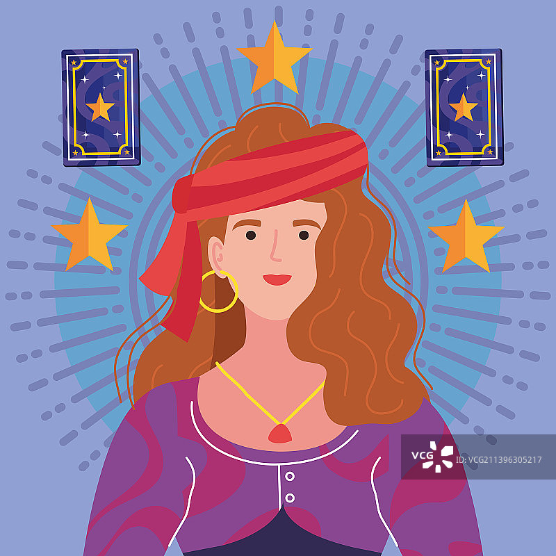 算命先生与纸牌和星星图片素材