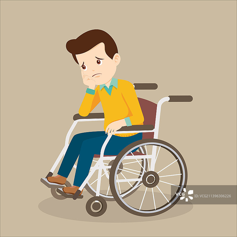 坐在轮椅上的孤独男人图片素材