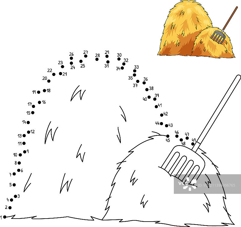 儿童干草堆点对点涂色页图片素材