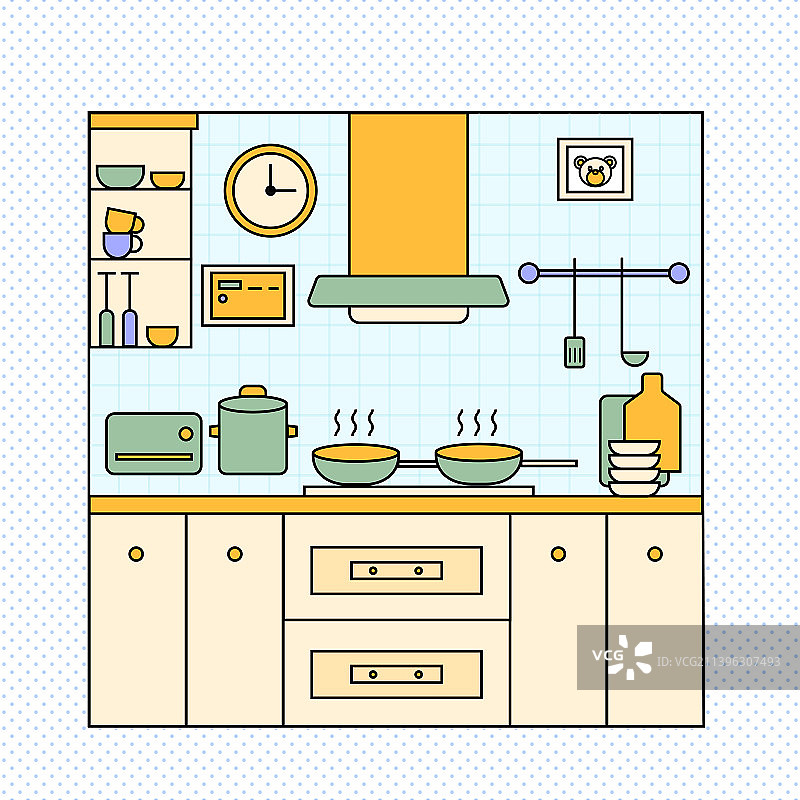 厨房场景元素插画图片素材