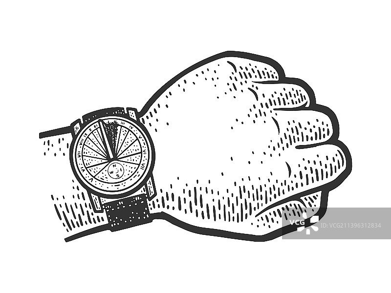 日晷腕表素描图片素材