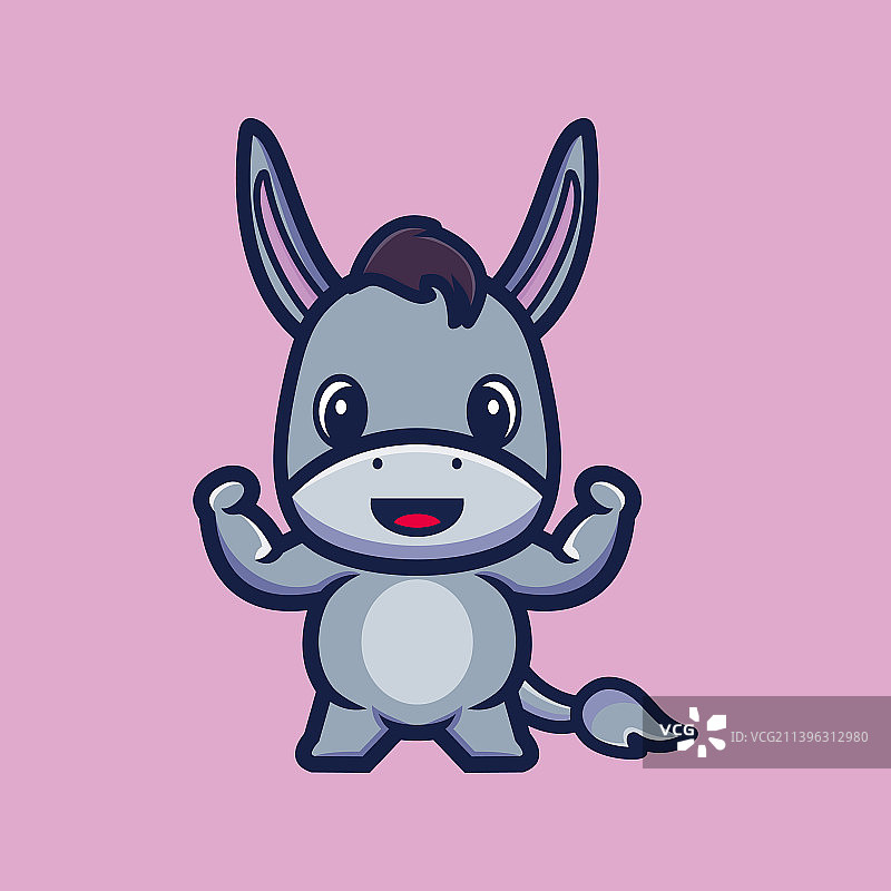 可爱的强壮驴卡通角色图片素材