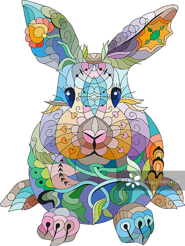 春季兔子填色装饰画图片素材