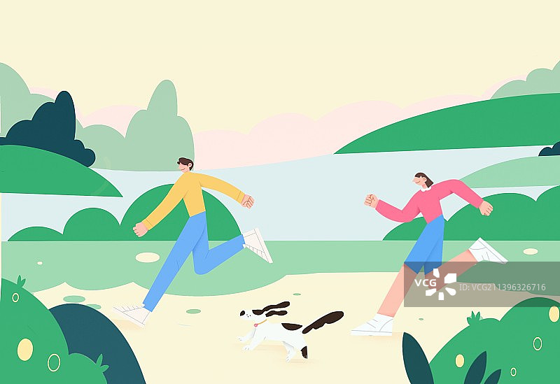 公园绿道插画图片素材