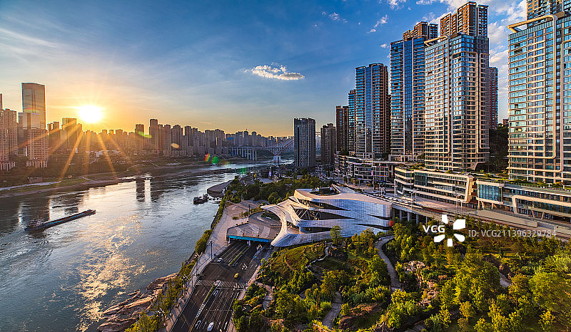 长嘉汇晚霞图片素材