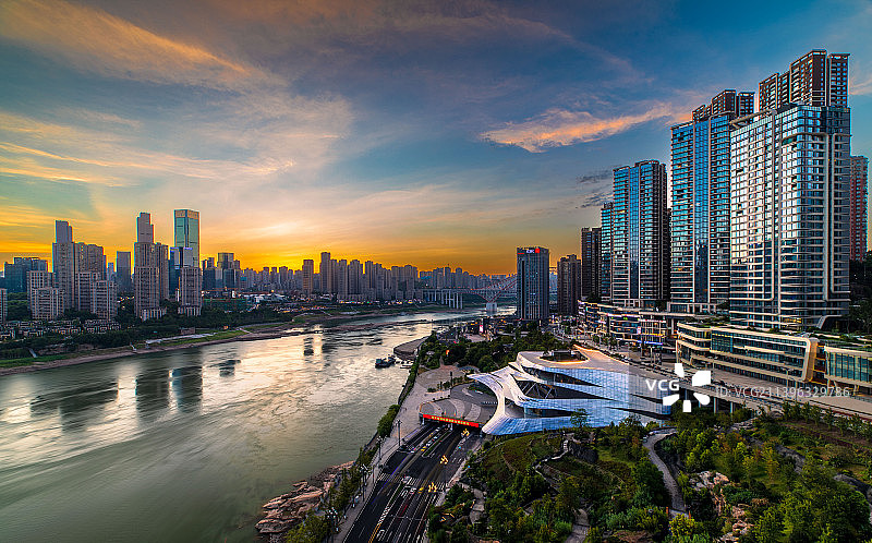 长嘉汇晚霞图片素材