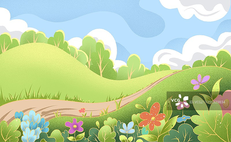 春天自然风景插画图片素材