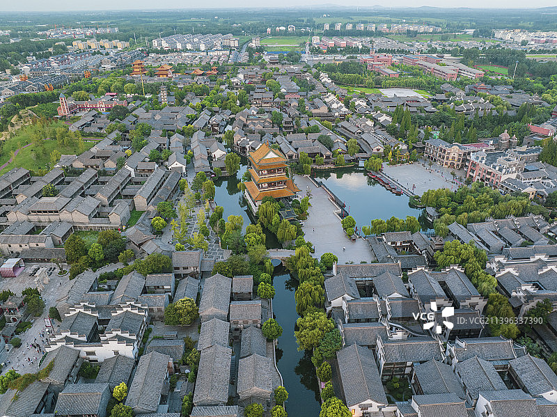 航拍山东省枣庄市台儿庄古城风光图片素材