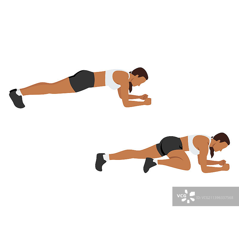 女人做扁平蜘蛛平板支撑图片素材