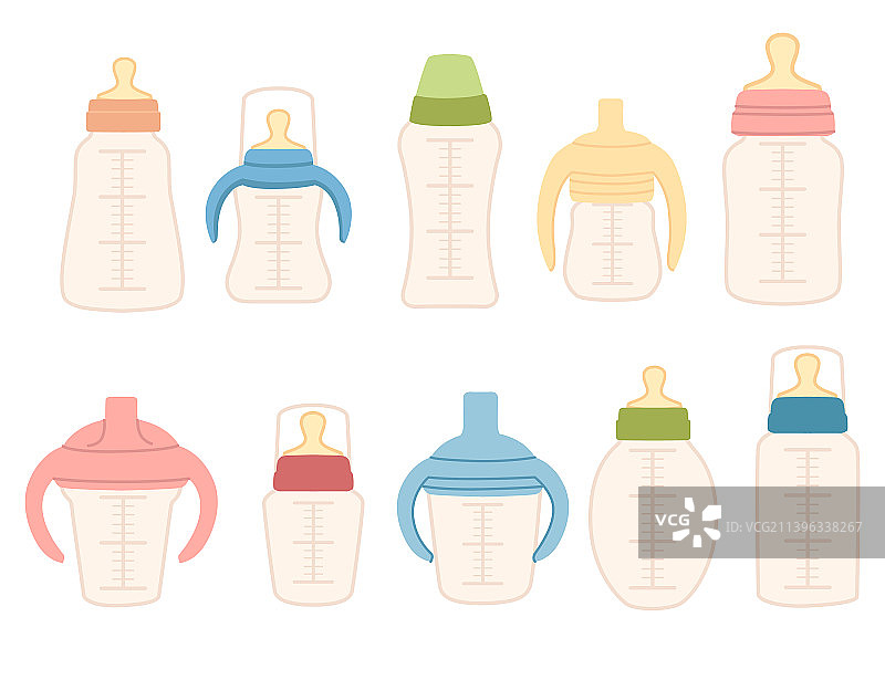 塑料透明婴儿奶瓶套装图片素材