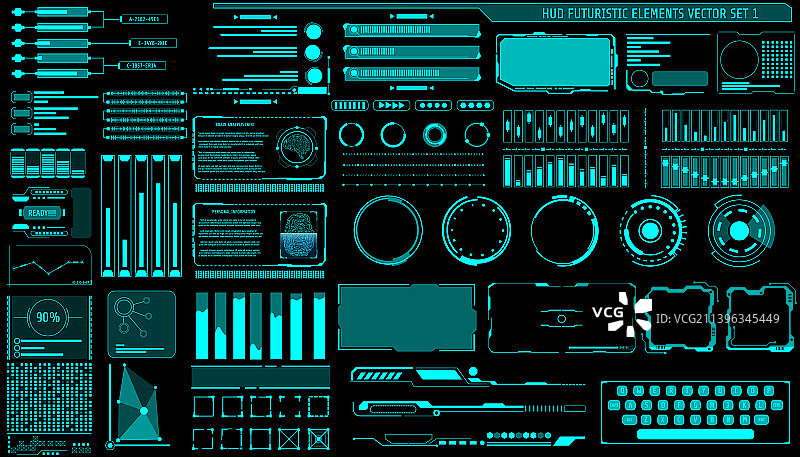HUD未来UI GUI框架元素集图片素材