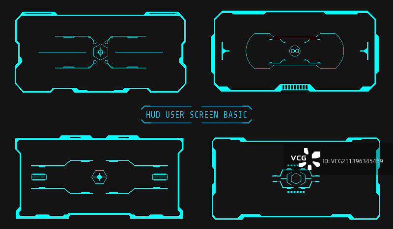 HUD未来UI界面基本元素合集图片素材