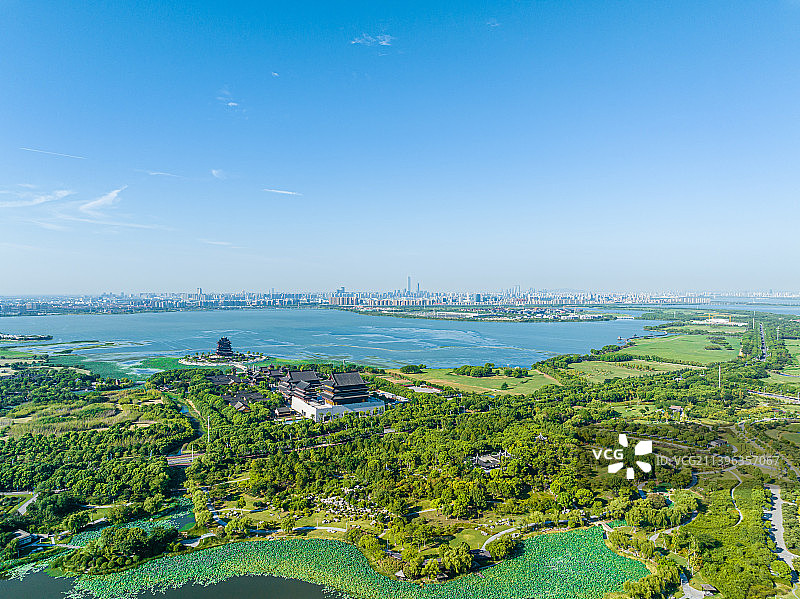 江苏苏州阳澄湖重元寺航拍图片素材