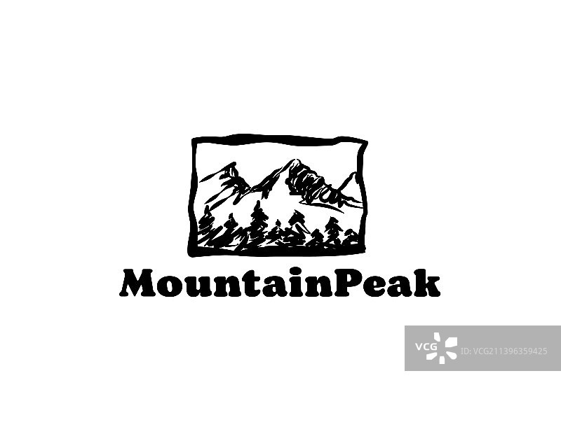 毛刷笔触山峰Logo设计图片素材