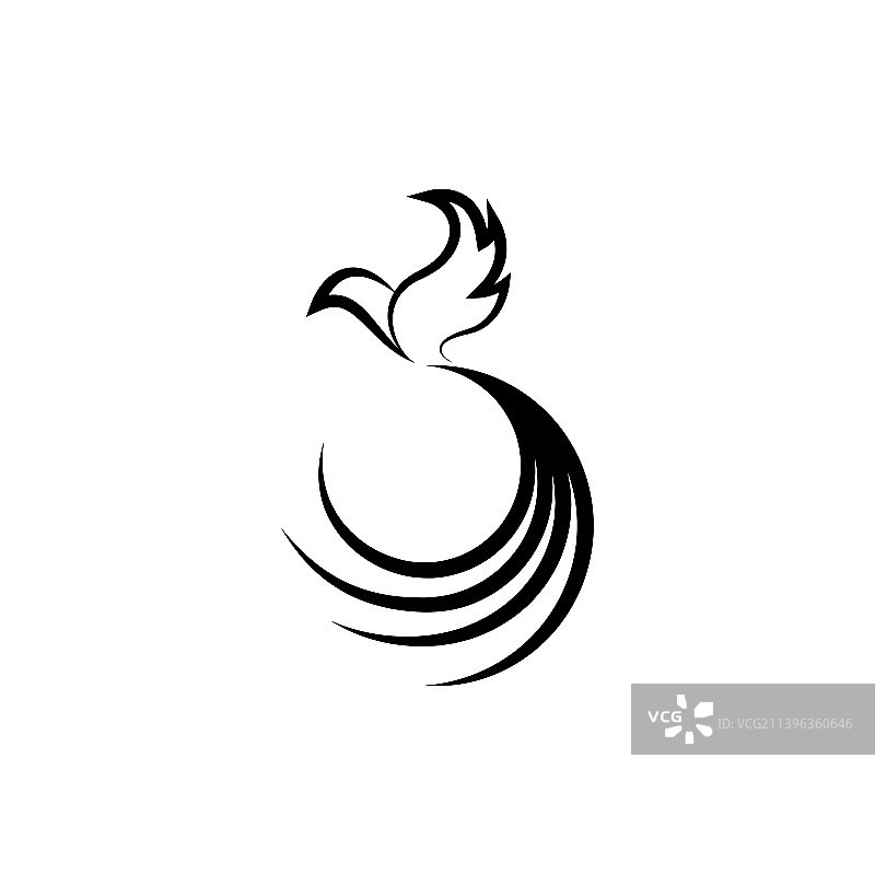 飞翔的凤凰或老鹰标志设计轮廓图片素材