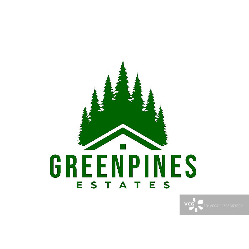 绿色松树房屋标志房地产logo图片素材