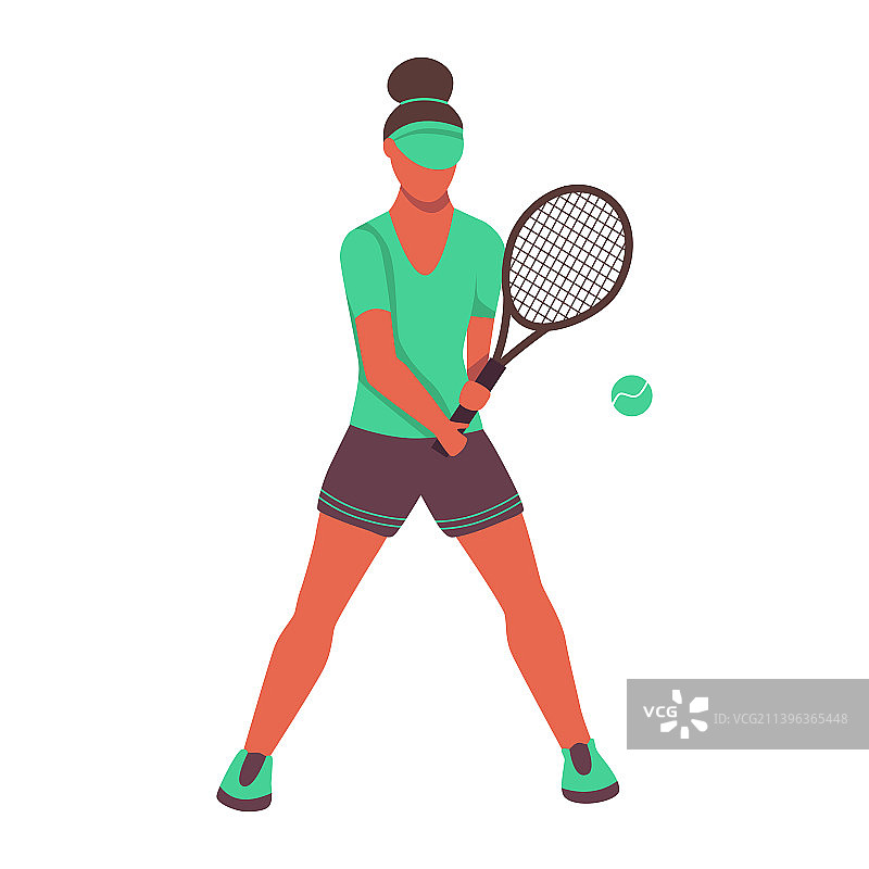 年轻女子打网球扁平风格图片素材