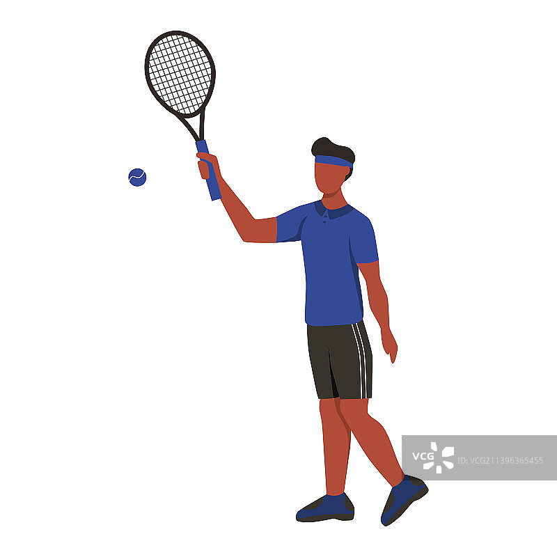 打网球的扁平风格年轻人图片素材