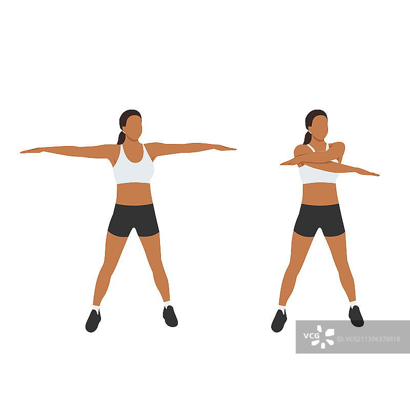 女人做手臂摇摆运动扁平图图片素材