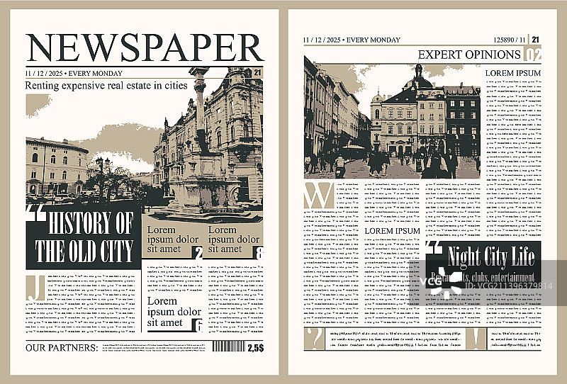 带标题的城市报纸版面图片素材