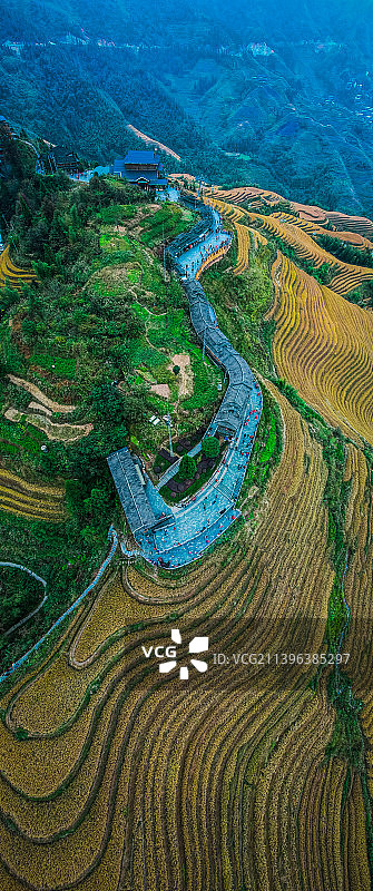 桂林龙胜金坑风景区航拍图片素材