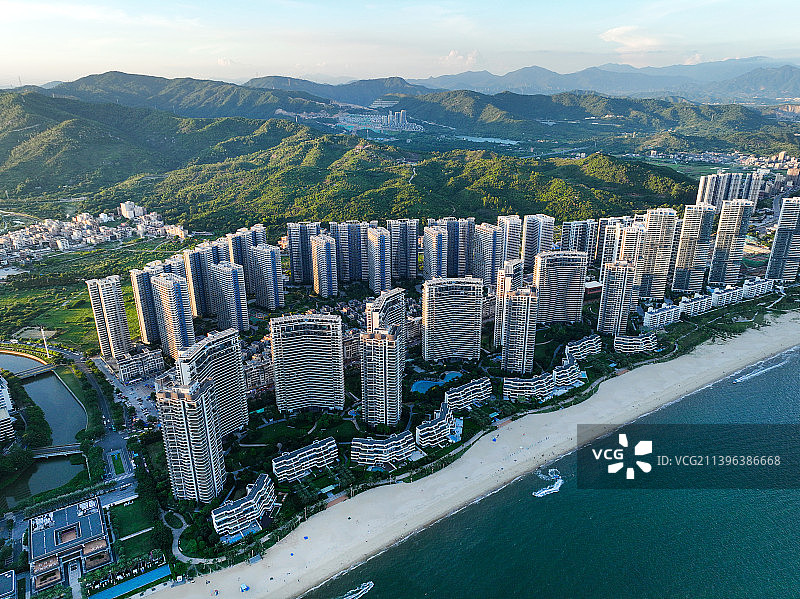 广东省惠州市大亚湾华润小径湾艾美酒店乌头山绿道航拍图片素材