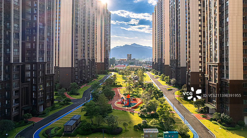 商业房地产楼盘建筑社区小区园林绿化鸟瞰图图片素材