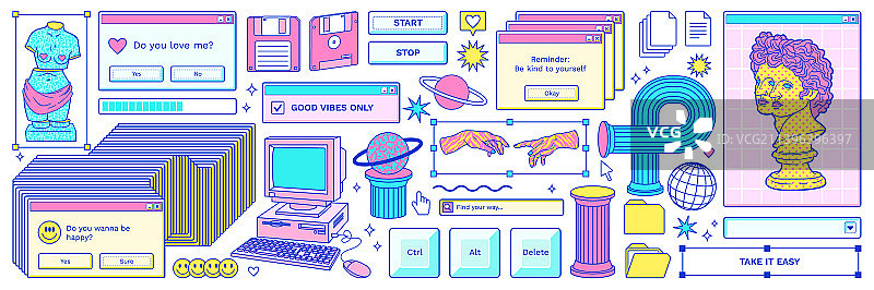 旧电脑复古元素图片素材