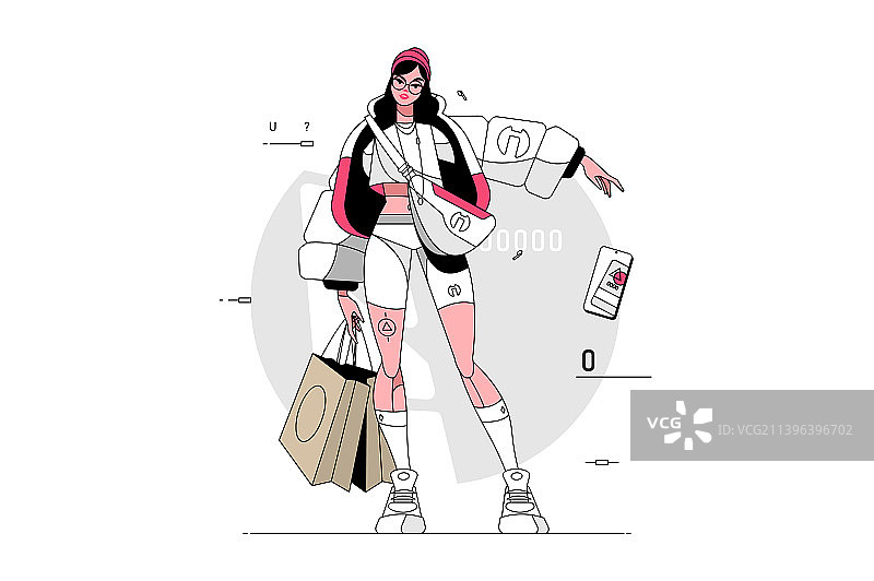 穿着夹克的酷炫时髦女孩图片素材