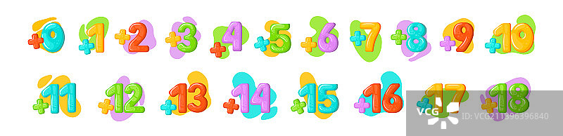 彩色气泡数字贴纸图片素材