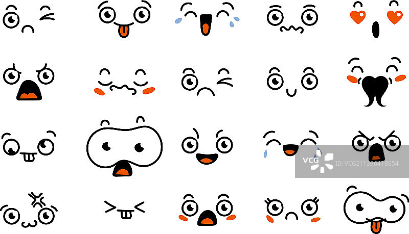 卡通表情符号涂鸦面部眼睛合集图片素材