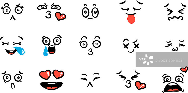 卡通表情符号涂鸦面部眼睛合集图片素材