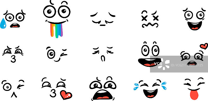 卡通表情符号涂鸦面部眼睛合集图片素材