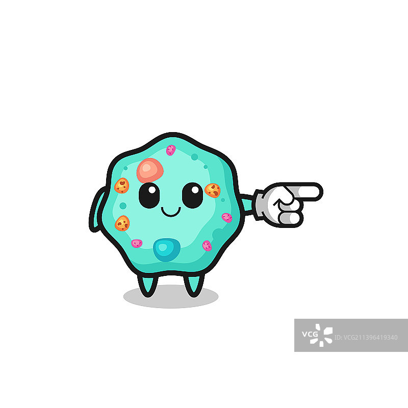 指着右边的阿米巴吉祥物图片素材