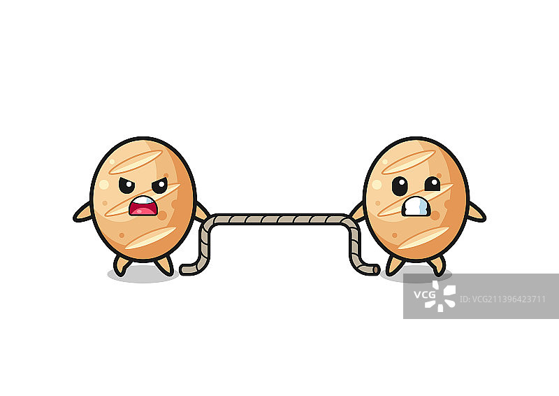 正在拔河的法棍面包卡通图片素材