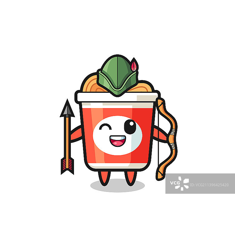 卡通方便面中世纪弓箭手形象图片素材